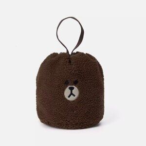 [LINE FRIENDS] OFFICIAL BROWN FLUFFY BOUCLE BUCKET BAG NWT